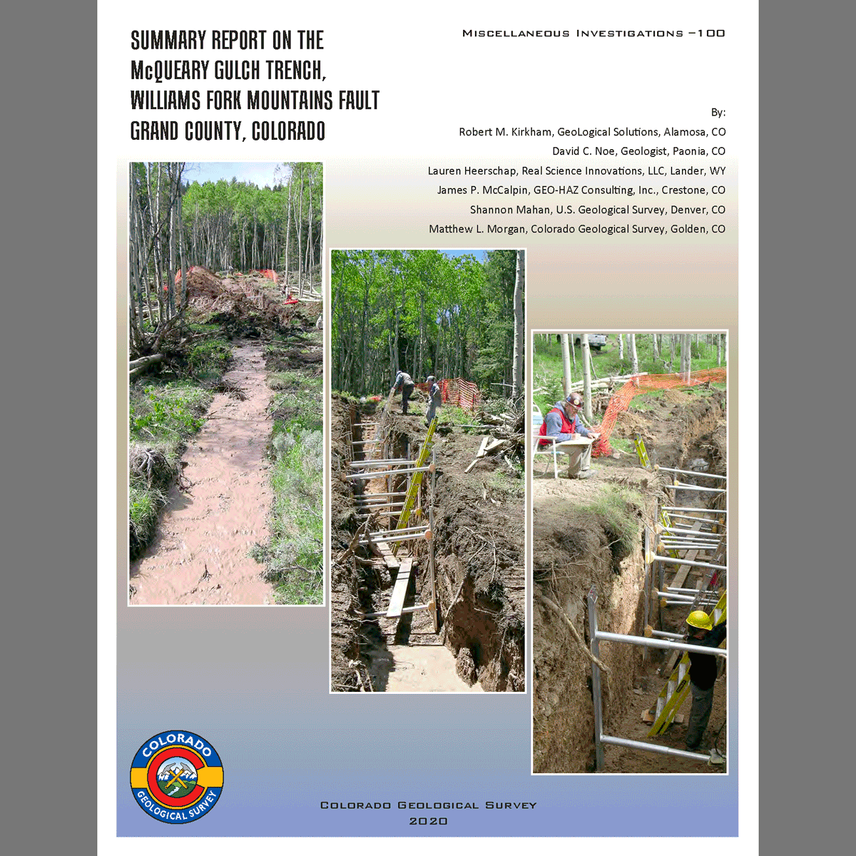 MI-100 Summary Report on the McQueary Gulch Trench